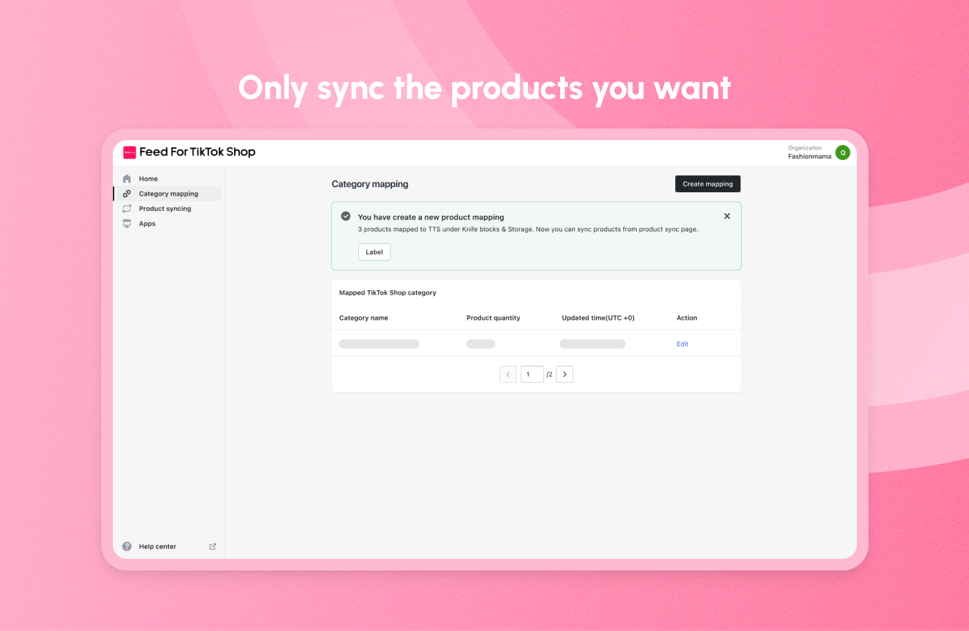 Only sync the products you want
